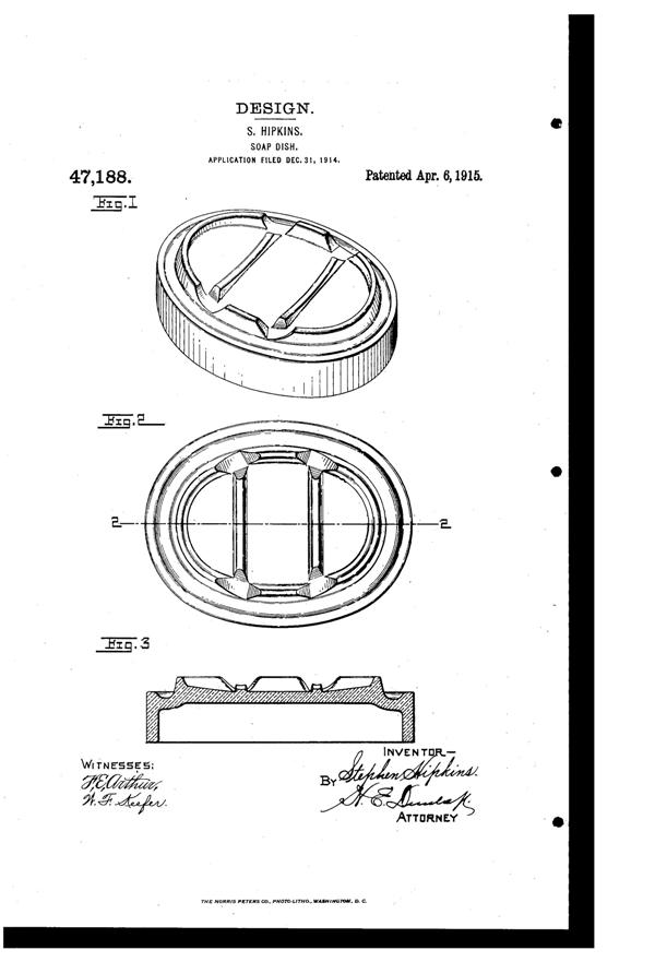 Belmont Soap Dish Design Patent D 47188-1