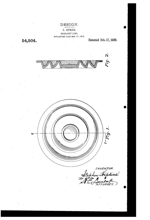 Belmont Lens Design Patent D 54504-1