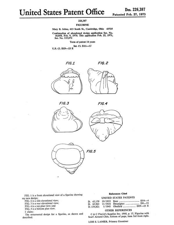 Beaumont Toothache Paperweight Design Patent D226387-1