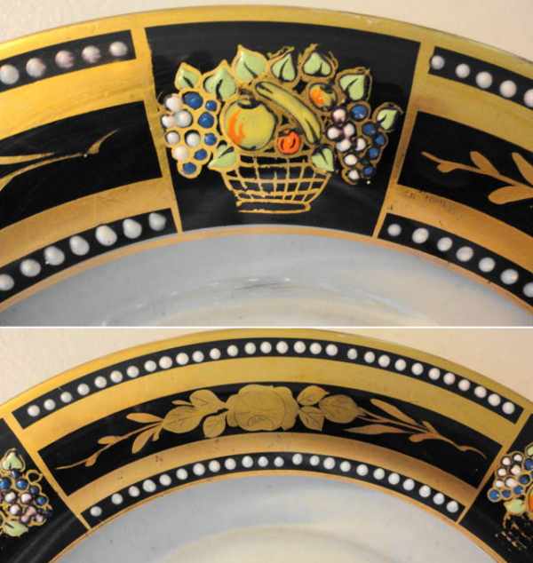 Westmoreland Enamel & Gold Fruit Basket Decoration