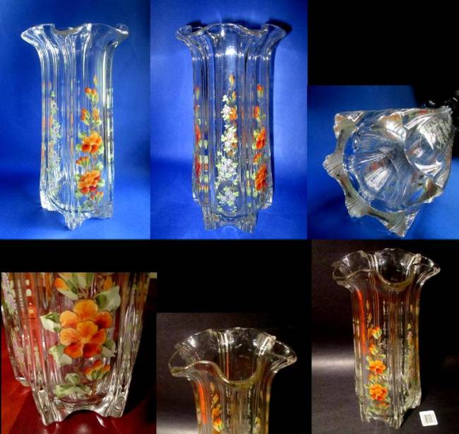 McKee Vulcan Straight Vase w/ Floral Decoration