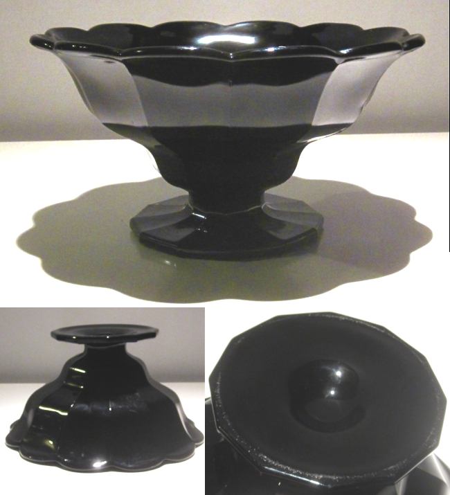 Unknown Black Glass Footed Bowl