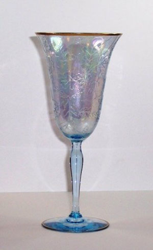 Fostoria # 877 Goblet with Oakwood Decoration #72