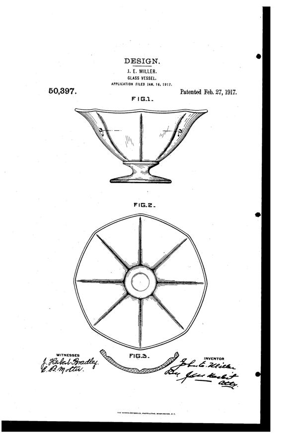 Duncan & Miller #  91 Footed Bowl Design Patent D 50397-1