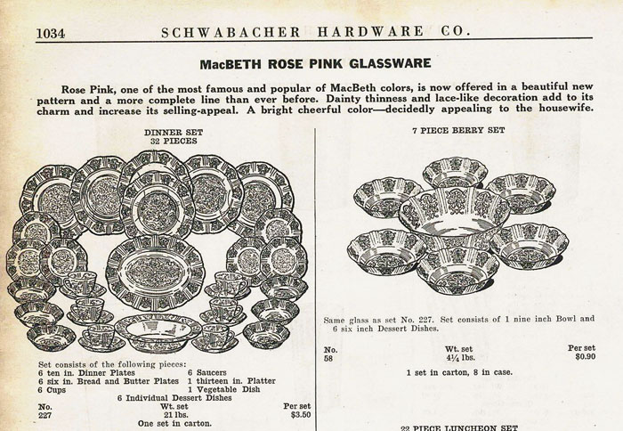 Macbeth-Evans 1936 R Pattern "American Sweetheart" Catalog Page