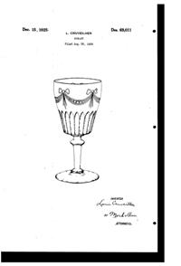 Val Saint Lambert Decorated Goblet Design Patent D 69011-1