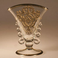 Heisey #1540 Lariat Footed Fan Vase w/ Unknown Silver Overlay
