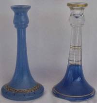 Diamond and Central Trumpet 9 Inch Candlesticks