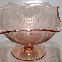 Unknown Compote w/ Unknown Floral Etch