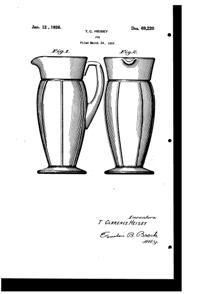 Heisey # 412 Tudor Jug Design Patent D 69220-1