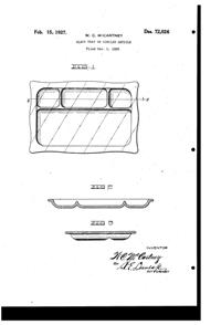 Cambridge # 660 Dresser Tray Design Patent D 72026-1