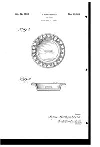 Hazel-Atlas Ash Tray Design Patent D 85983-1