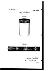 National Silver Deposit Ware Bouquet & Ornaments Swag Decoration on Tumbler Design Patent D 66678-1