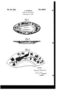 National Silver Deposit Ware Peacock Decoration on Plate Design Patent D 68527-1