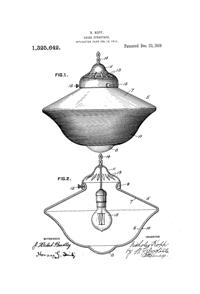 Pittsburgh Lamp, Brass & Glass Light Fixture Patent 1325642-1