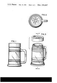 Anchor Hocking Colonial Tankard Shaker Design Patent D254467-2