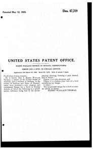 Diamond Bowl Design Patent D 67319-2