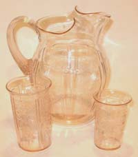 Macbeth-Evans R Pattern "American Sweetheart" Pitcher and Tumblers