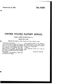 Venon Plate Design Patent D 62654-2
