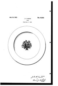 Venon Plate Design Patent D 62655-1