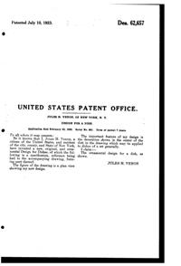 Venon Plate Design Patent D 62657-2