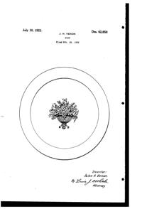 Venon Plate Design Patent D 62658-1