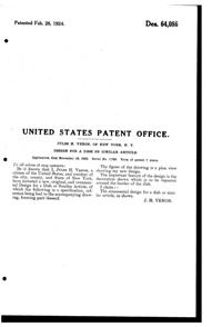 Venon Plate Design Patent D 64086-2
