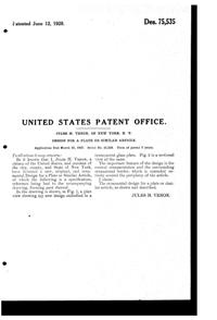 Venon Plate Design Patent D 75535-2