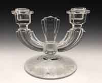 U.S. Glass Company (Tiffin) #15360 Two-Light Candlestick with Coronet Etch