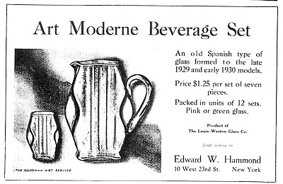 Louie Glass Art Moderne Beverage Set Advertisement