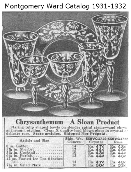 Sloan Bros. Chrysanthemum Etch Pattern Advertisement