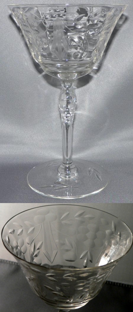 Queen Glass Cutting on Cumberland Glass Tall Sherbet