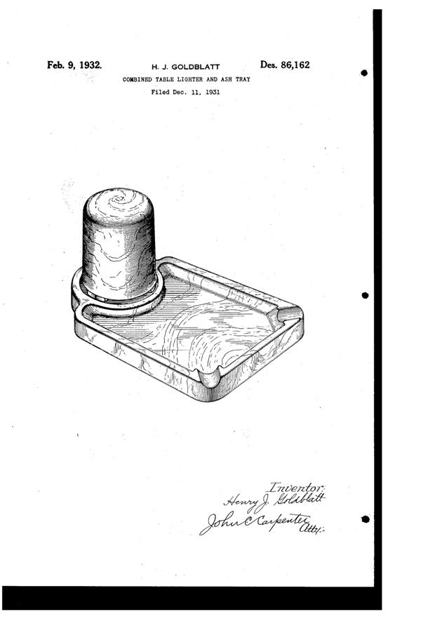 Vidrio Products Lighter & Ash Tray Design Patent D 86162-1