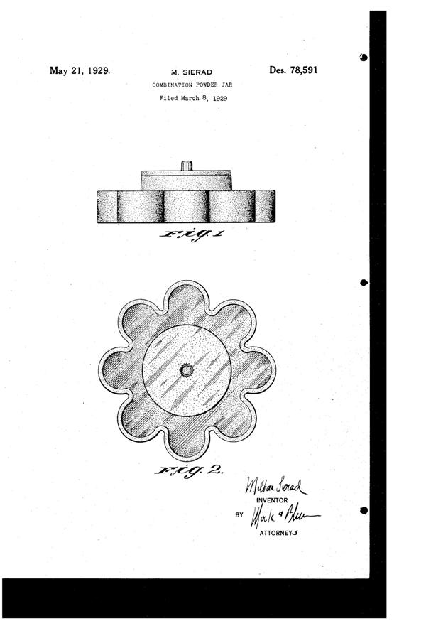 George W. Button Powder Jar Design Patent D 78591-1