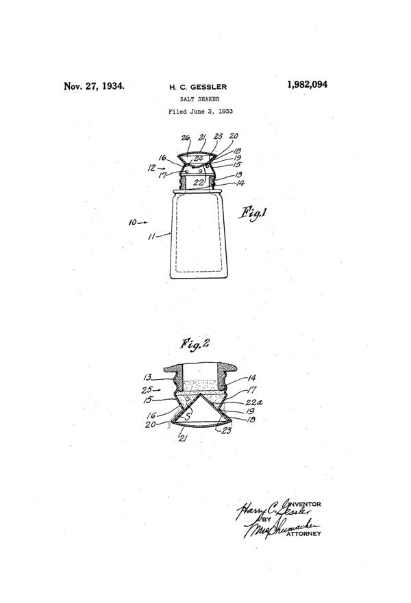Medco Salt Shaker Patent 1982094-1