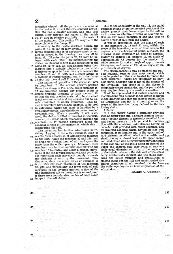 Medco Salt Shaker Patent 1982094-3