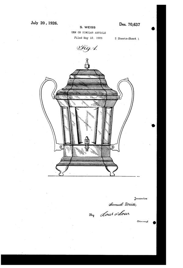 Lehman Brothers Silverware Dispenser Design Patent D 70637-1