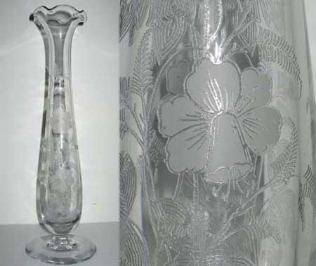 Unknown Daffodil Etch on Unknown Bud Vase