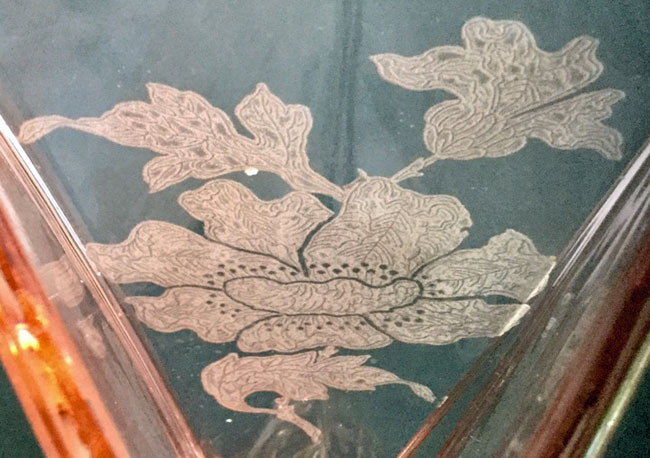 Unknown Double Peony Etch on New Martinsville Vase