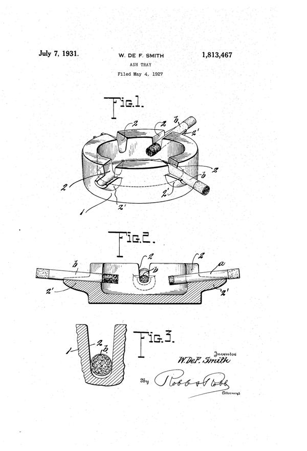 Smith Ash Tray Patent 1813467-1
