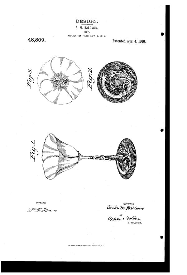 Baldwin Floral Cocktail Design Patent D 48809-1