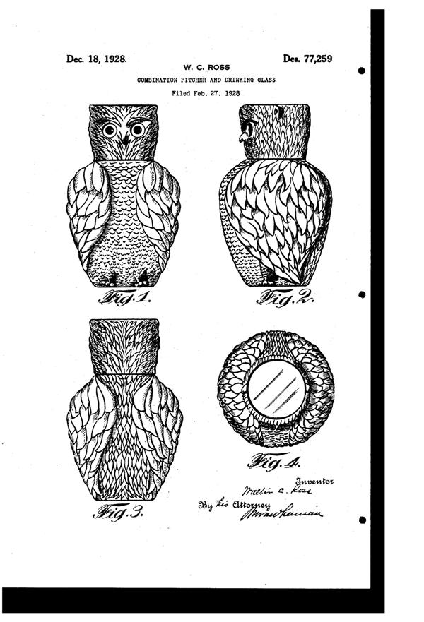 Ross Owl Tumble-up Design Patent D 77259-1