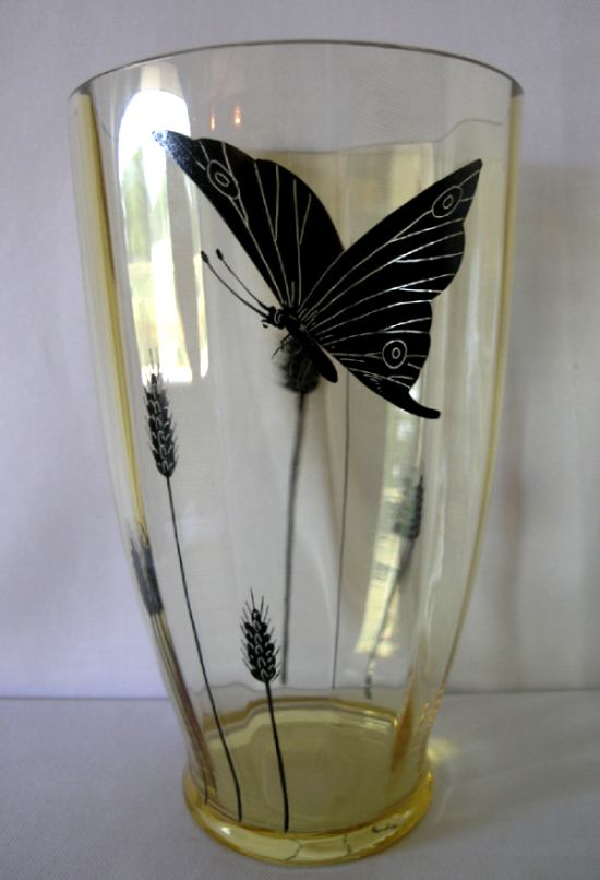 Fostoria Dec 508 Butterfly on #4107 Vase