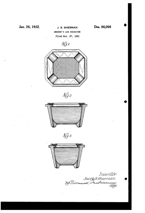 Universal Lamp Ash Tray Design Patent D 86096-1