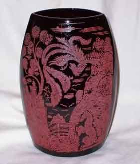 Paden City #515 Lela Bird on #182 Elliptical Vase