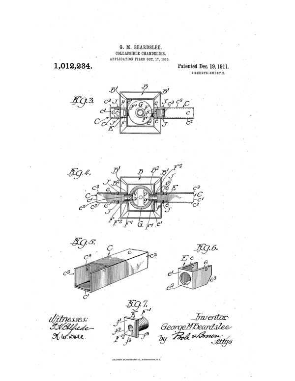 Beardslee Chandelier Collapsible Chandelier Patent 1012234-2