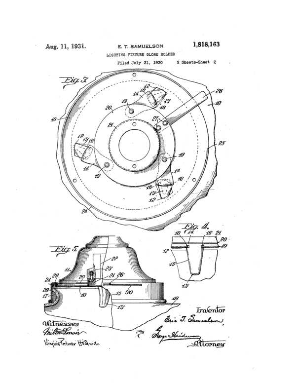 Beardslee Chandelier Globe Holder Patent 1818163-2