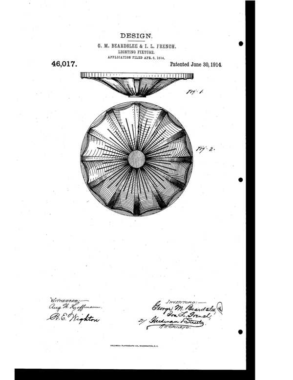 Beardslee Chandelier Light Fixture Design Patent D 46017-1