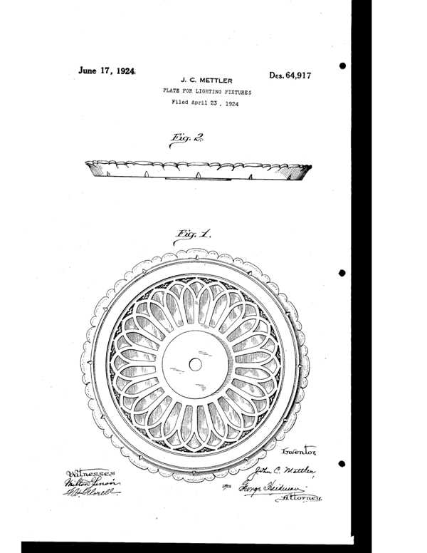 Beardslee Chandelier Light Fixture Plate Design Patent D 64917-1