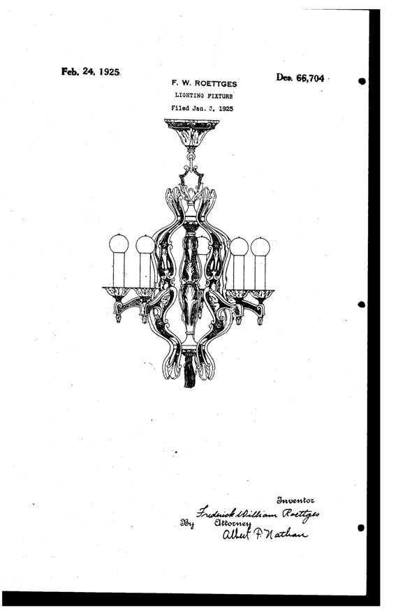 Centre Lighting Fixture Mfg. Light Fixture Design Patent D 66704-1